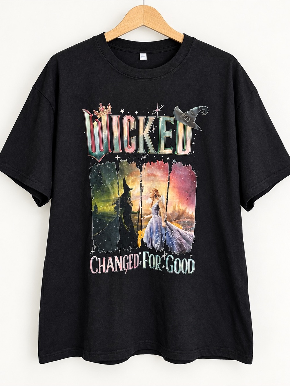 Wicked Changed For Good Elphaba Glinda Black Graphic T-Shirt Musical Tee 2XL
